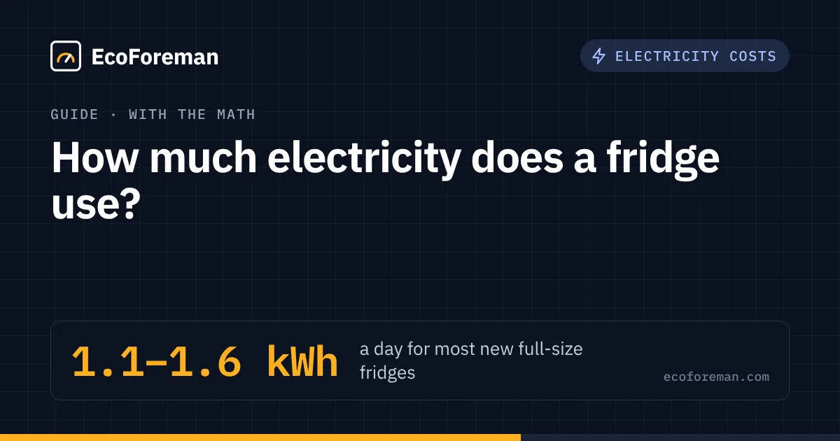 How much electricity does a fridge use?: 1.1–1.6 kWh a day for most new full-size fridges