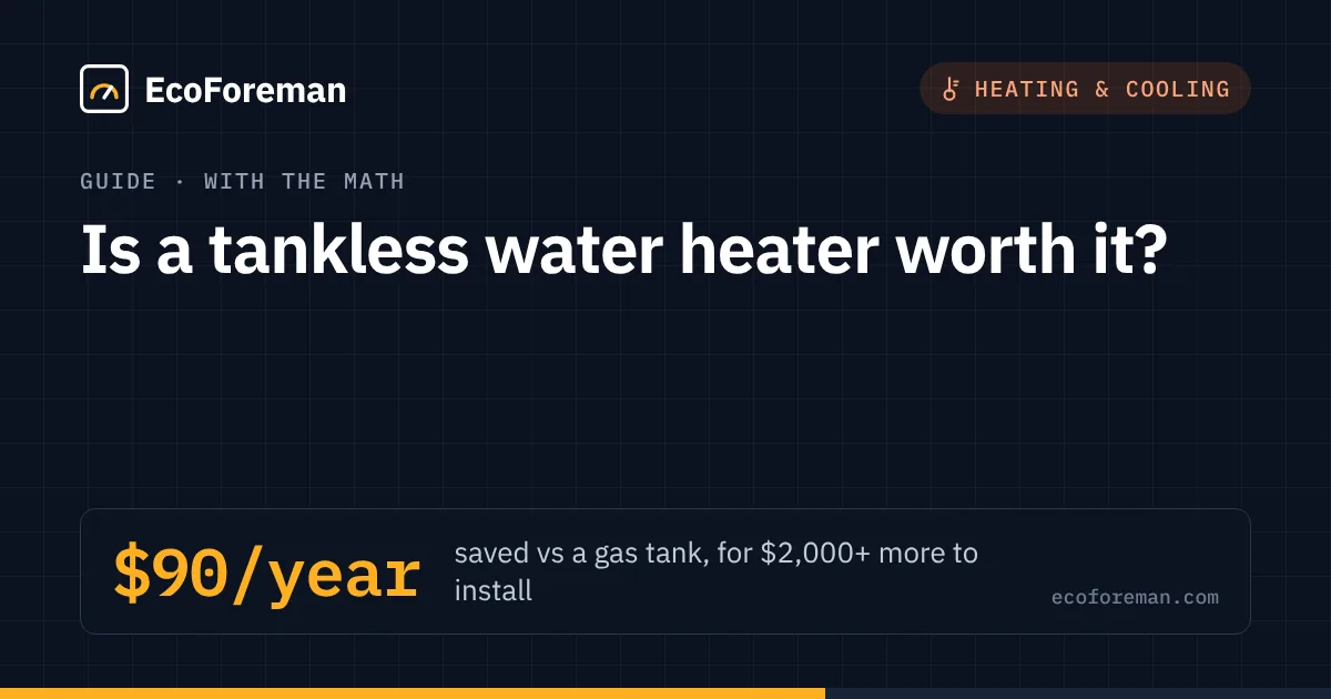 Is a tankless water heater worth it?: /year saved vs a gas tank, for ,000+ more to install